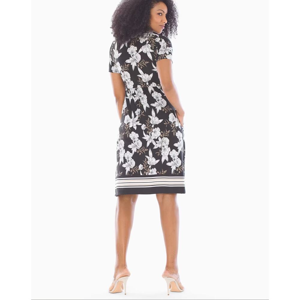 Soma NWT Faux Wrap Tropical Floral Dress Womens Size M Short Sleeve Knee Length - Picture 3 of 12